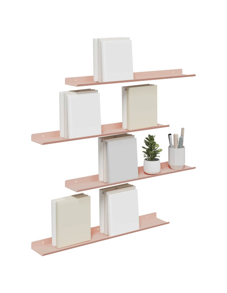 Scaffale da parete con lo scaffale 4 pcs Rosa 60 x 9 x 2,5 cm
