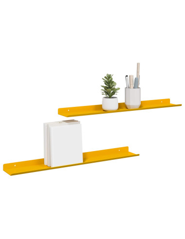 Scaffale da parete 2 pcs Giallo senape 60 x 9 x 2,5 cm