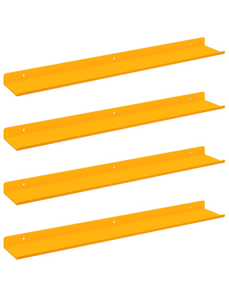 Scaffale da parete 4 pcs Giallo senape 60 x 9 x 2,5 cm