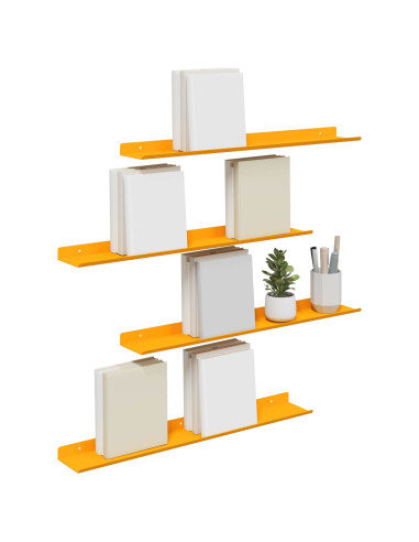 Scaffale da parete 4 pcs Giallo senape 60 x 9 x 2,5 cm