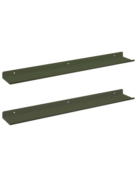 Scaffale da parete 2 pcs Verde oliva 60 x 9 x 2,5 cm