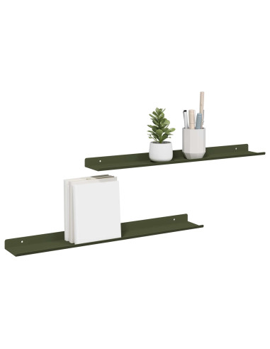 Scaffale da parete 2 pcs Verde oliva 60 x 9 x 2,5 cm