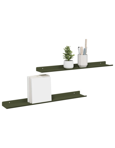 Scaffale da parete 2 pcs Verde oliva 60 x 9 x 2,5 cm