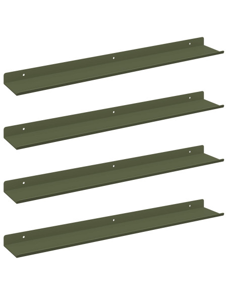 Scaffale da parete 4 pcs Verde oliva 60 x 9 x 2,5 cm