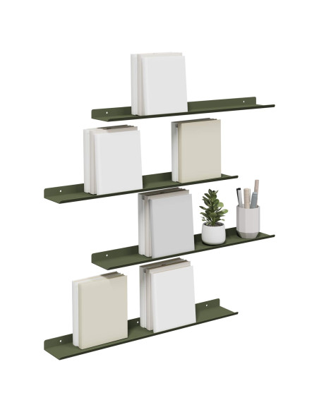 Scaffale da parete 4 pcs Verde oliva 60 x 9 x 2,5 cm