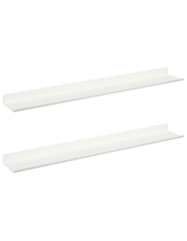 Scaffale da parete con lo scaffale 2 pcs Bianco 60 x 9 x 2,5 cm