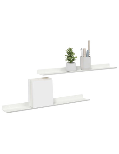 Scaffale da parete con lo scaffale 2 pcs Bianco 60 x 9 x 2,5 cm