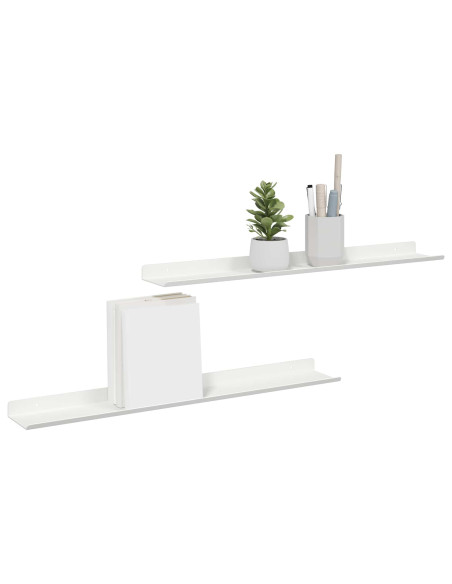 Scaffale da parete con lo scaffale 2 pcs Bianco 60 x 9 x 2,5 cm