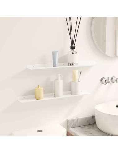 Scaffale da parete con lo scaffale 2 pcs Bianco 60 x 9 x 2,5 cm