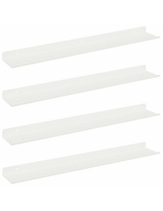 Scaffale da parete con lo scaffale 4 pcs Bianco 60 x 9 x 2,5 cm 2