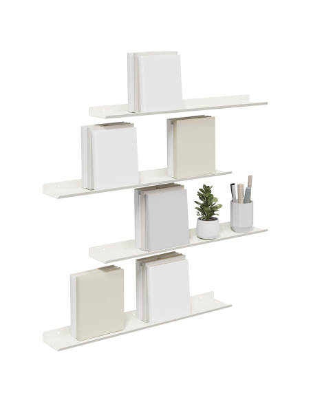 Scaffale da parete con lo scaffale 4 pcs Bianco 60 x 9 x 2,5 cm