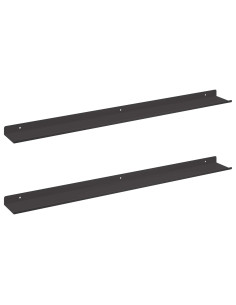 Scaffale da parete con lo scaffale 2 pcs Nero 80 x 9 x 2,5 cm 2