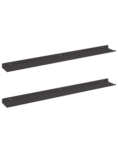 Scaffale da parete con lo scaffale 2 pcs Nero 80 x 9 x 2,5 cm