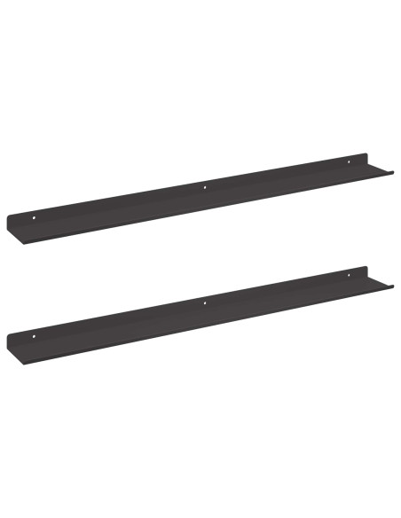 Scaffale da parete con lo scaffale 2 pcs Nero 80 x 9 x 2,5 cm