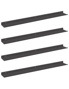 Scaffale da parete con lo scaffale 4 pcs Nero 80 x 9 x 2,5 cm 2