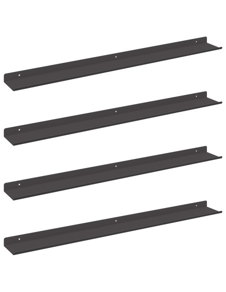 Scaffale da parete con lo scaffale 4 pcs Nero 80 x 9 x 2,5 cm