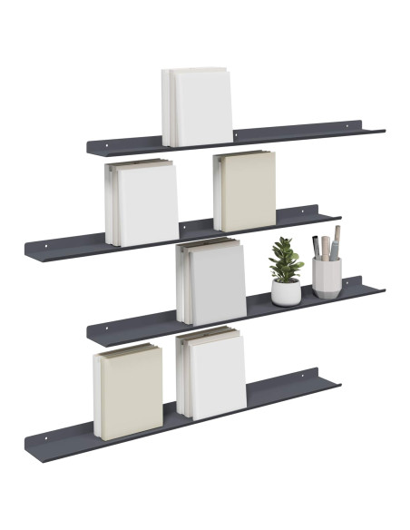 Scaffale da parete 4 pcs Antracite 80 x 9 x 2,5 cm