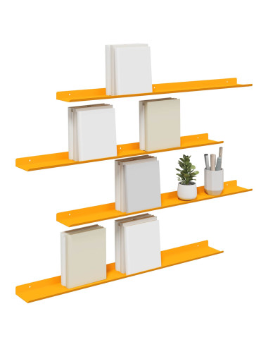 Scaffale da parete 4 pcs Giallo senape 80 x 9 x 2,5 cm