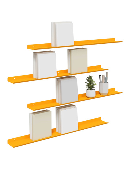Scaffale da parete 4 pcs Giallo senape 80 x 9 x 2,5 cm