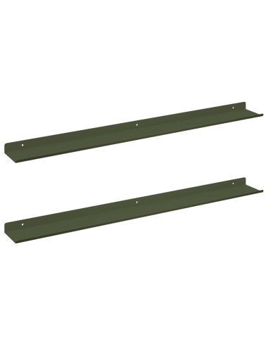 Scaffale da parete 2 pcs Verde oliva 80 x 9 x 2,5 cm