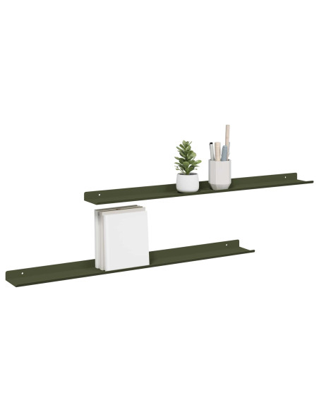 Scaffale da parete 2 pcs Verde oliva 80 x 9 x 2,5 cm