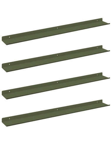 Scaffale da parete 4 pcs Verde oliva 80 x 9 x 2,5 cm
