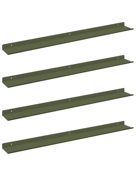 Scaffale da parete 4 pcs Verde oliva 80 x 9 x 2,5 cm