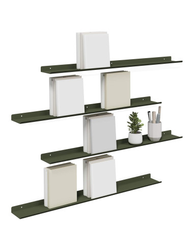 Scaffale da parete 4 pcs Verde oliva 80 x 9 x 2,5 cm