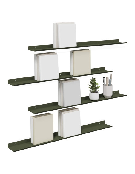 Scaffale da parete 4 pcs Verde oliva 80 x 9 x 2,5 cm