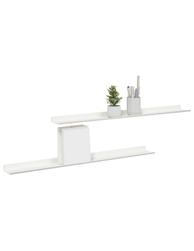Scaffale da parete con lo scaffale 2 pcs Bianco 80 x 9 x 2,5 cm