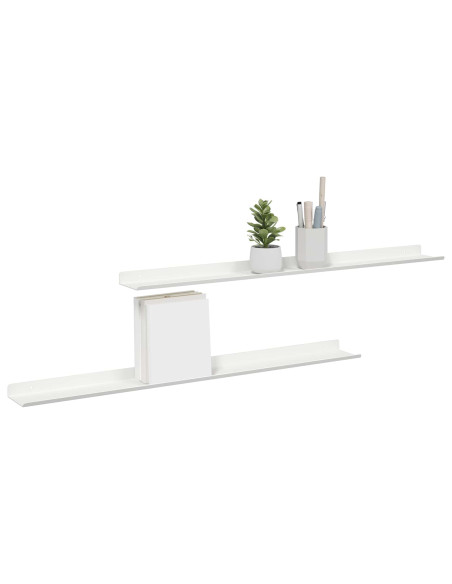 Scaffale da parete con lo scaffale 2 pcs Bianco 80 x 9 x 2,5 cm