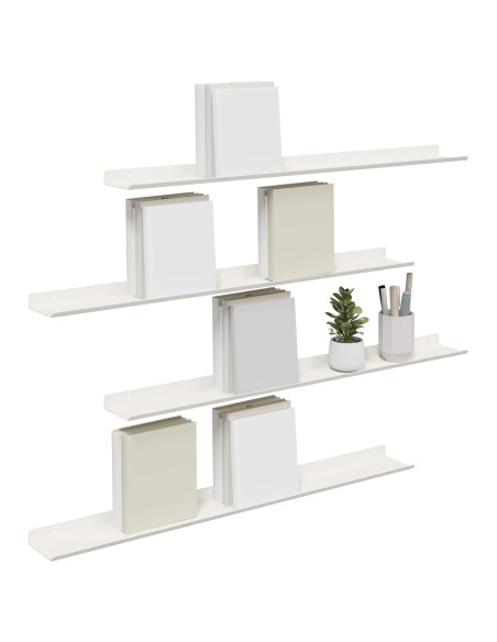 Scaffale da parete con lo scaffale 4 pcs Bianco 80 x 9 x 2,5 cm