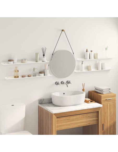 Scaffale da parete con lo scaffale 4 pcs Bianco 80 x 9 x 2,5 cm