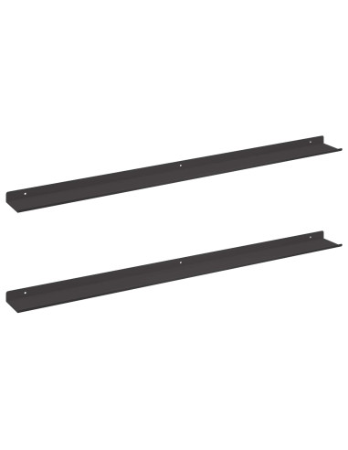 Scaffale da parete con lo scaffale 2 pcs Nero 100 x 9 x 2,5 cm