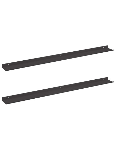 Scaffale da parete con lo scaffale 2 pcs Nero 100 x 9 x 2,5 cm