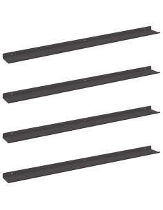 Scaffale da parete con lo scaffale 4 pcs Nero 100 x 9 x 2,5 cm 2