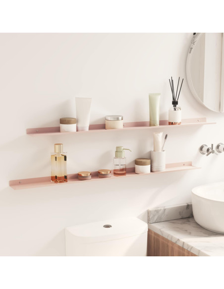 Scaffale da parete con lo scaffale 2 pcs Rosa 100 x 9 x 2,5 cm