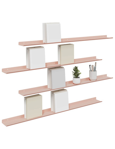Scaffale da parete con lo scaffale 4 pcs Rosa 100 x 9 x 2,5 cm