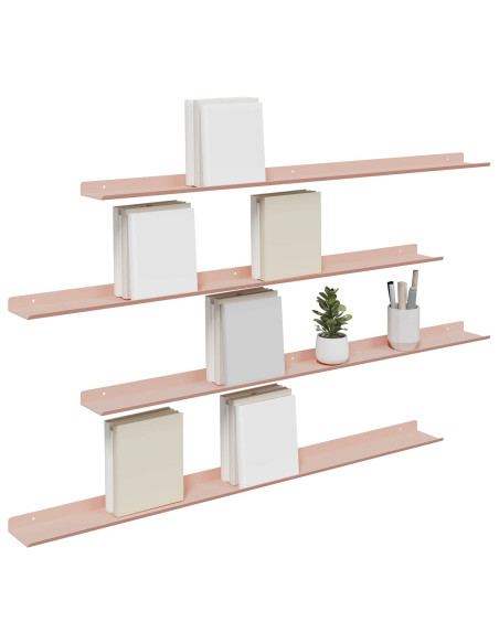 Scaffale da parete con lo scaffale 4 pcs Rosa 100 x 9 x 2,5 cm