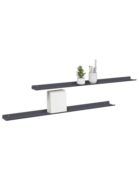 Scaffale da parete 2 pcs Antracite 100 x 9 x 2,5 cm