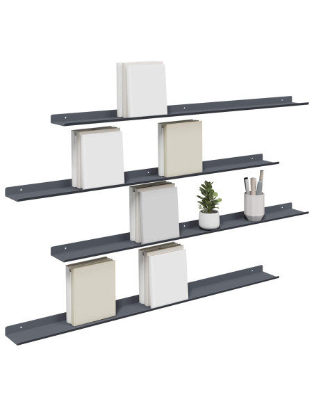 Scaffale da parete 4 pcs Antracite 100 x 9 x 2,5 cm