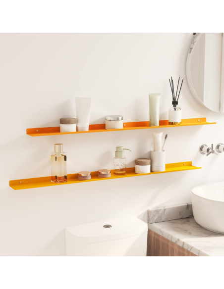 Scaffale da parete 2 pcs Giallo senape 100 x 9 x 2,5 cm