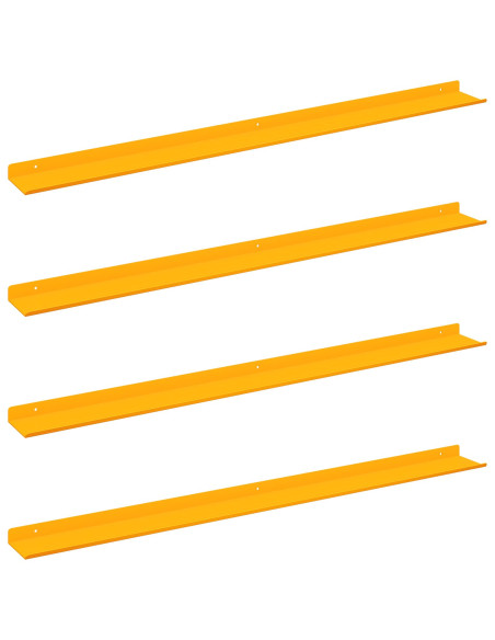 Scaffale da parete 4 pcs Giallo senape 100 x 9 x 2,5 cm