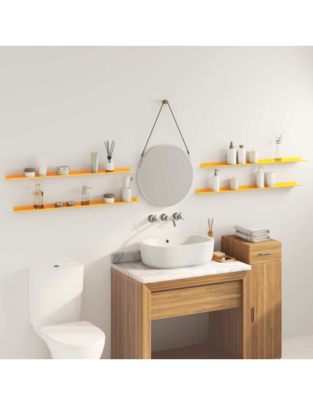 Scaffale da parete 4 pcs Giallo senape 100 x 9 x 2,5 cm