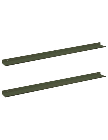 Scaffale da parete 2 pcs Verde oliva 100 x 9 x 2,5 cm