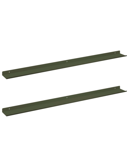 Scaffale da parete 2 pcs Verde oliva 100 x 9 x 2,5 cm