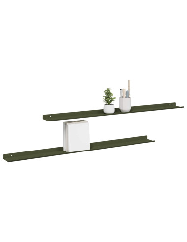 Scaffale da parete 2 pcs Verde oliva 100 x 9 x 2,5 cm