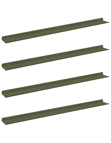 Scaffale da parete 4 pcs Verde oliva 100 x 9 x 2,5 cm