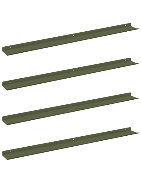 Scaffale da parete 4 pcs Verde oliva 100 x 9 x 2,5 cm