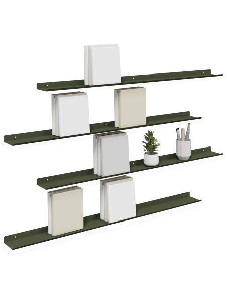 Scaffale da parete 4 pcs Verde oliva 100 x 9 x 2,5 cm